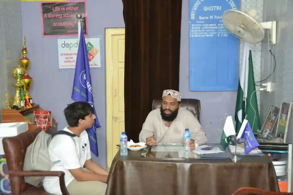 Principal Director Mr. Saifullah Mehar with the NGPK team at Special Education Complex, Ghotki